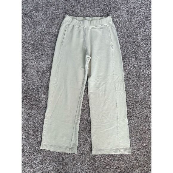 American Giant Cotton French Terry Straight Wide Leg Sweatpants Cream Women’s L - Picture 3 of 11